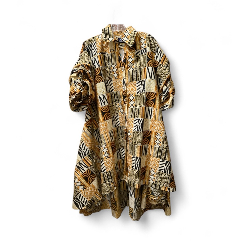 Geometric Patterned Shirt Dress - Picture 1 of 1